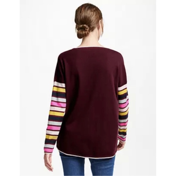 Boden Berwick Maroon Striped Sleeve Sweater - Picture 12 of 13
